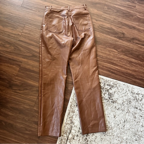 Wilfred Melina Brown Faux Leather Straight Leg Pants Size 6 - Picture 8 of 9